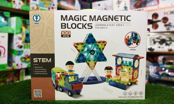 اسباب بازی ساختنی تایل مگنتی 100 قطعه مدل Magic Magna Tiles_اسباب بازی