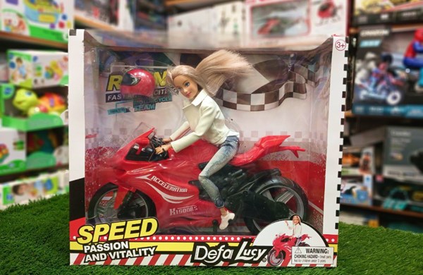 عروسک باربی دفا لوسی موتور سوار با کلاه کاسکت قرمز مدل Defa Lucy Doll 8459_اسباب بازی