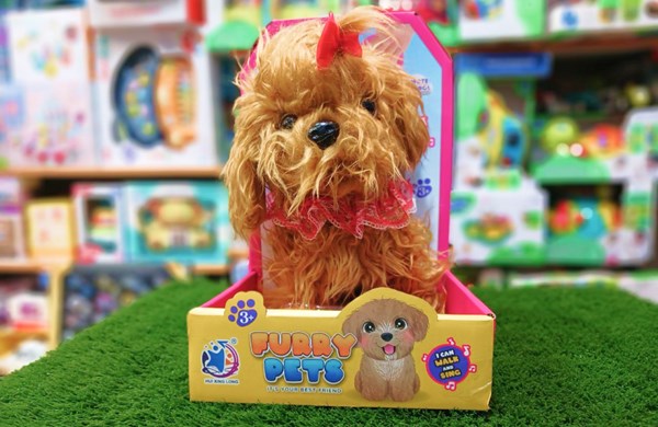 عروسک رباتیک هاپو پشمالو قهوه ای موزیکال با دسته ی کنترلی Puppy Pets Interactive Dog_اسباب بازی