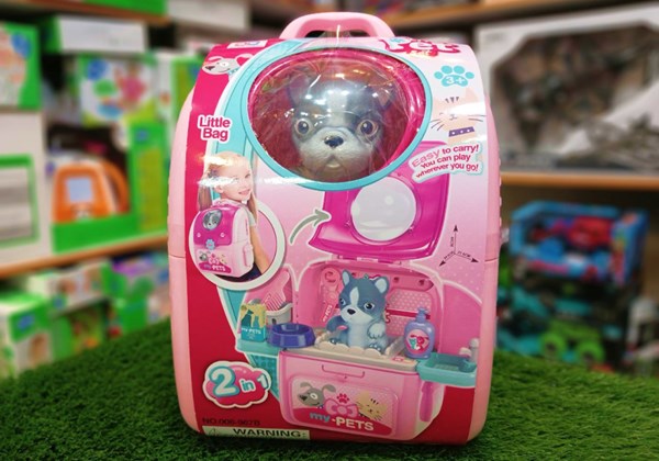 کوله پشتی ست نگهداری سگ خانگی رنگ صورتی_اسباب بازی