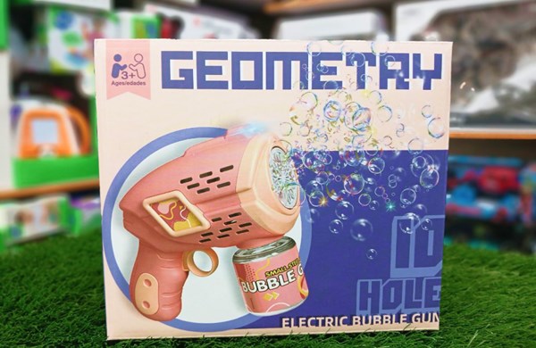تفنگ اسباب بازی حباب ساز چراغ دار رنگ صورتی مدل Geometric Bubble Gun_اسباب بازی