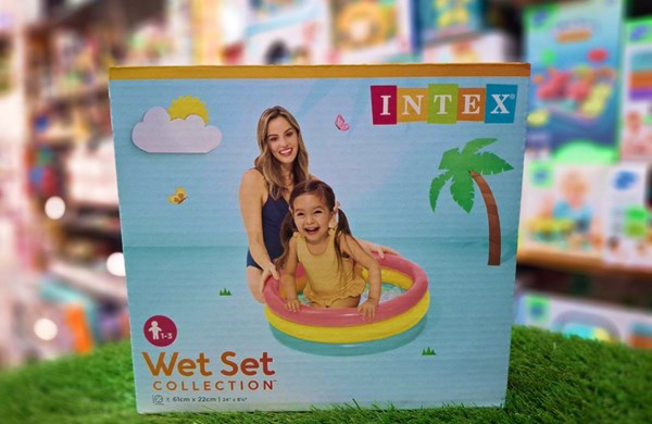 استخر بادی قطر 61 سانتیمتری کف بادی سفید اینتکس با رنگ ها پاستیلی_اسباب بازی