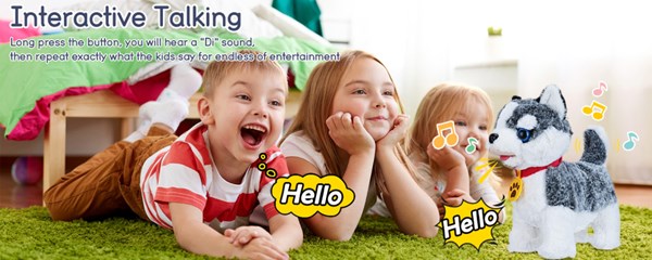 عروسک رباتیک هاپو پشمالو سخنگو و موزیکال با دسته ی کنترلی طوسی مدل Electric Singing Dog Toys 968_اسباب بازی