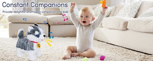 عروسک رباتیک هاپو پشمالو سخنگو و موزیکال با دسته ی کنترلی طوسی مدل Electric Singing Dog Toys 968_اسباب بازی