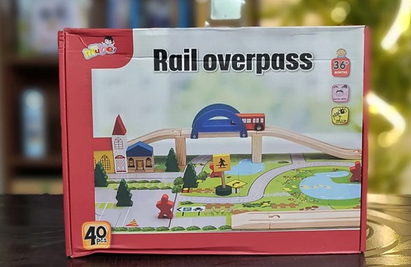 پازل شهر کوچک چوبی همراه با قطار و ریل، 40 قطعه مدل 861 Rail Overpass Wooden_اسباب بازی