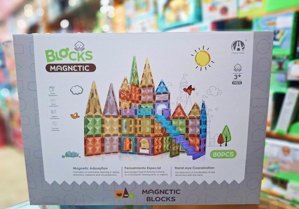 اسباب بازی ساختنی تایل مگنتی 80 قطعه مدل Magnetic Blocks_اسباب بازی