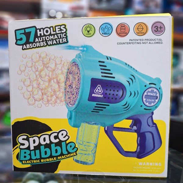 تفنگ اسباب بازی حباب ساز شارژی با 57 خروجی و نورپردازی مدل 1296 Bubble Gun_اسباب بازی