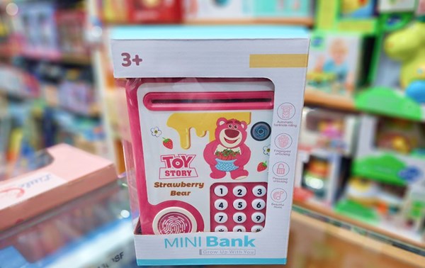 گاوصندوق اثر انگشتی رمز دار باتری خور طرح لاتسو هاگین مدل MINI BANK 313_اسباب بازی