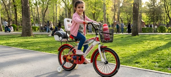 دوچرخه کودک سایز 16 طرح دختر کفشدوزکی و گربه سیاه مدل جونیور JUNIOR
