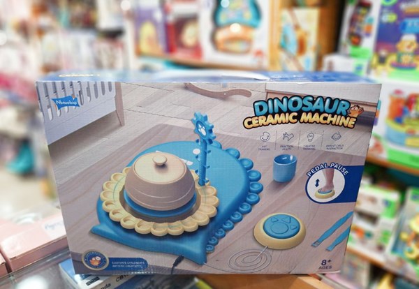 چرخ سفالگری کودک با پدال شارژی طرح دایناسور_اسباب بازی