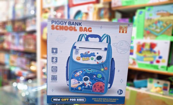 قلک مدل كوله پشتي رمزدار موزیکال طرح فضانورد School Bag Cash Box Musical_اسباب بازی