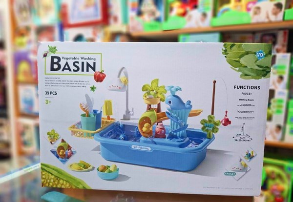اسباب بازی سینک ظرفشویی و قلاب ماهیگیری 39 قطعه مدل 810 Vegetable Washing Basin_اسباب بازی