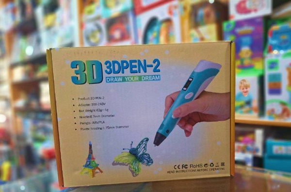 قلم طراحی سه بعدی با نمایشگر LCD و 3 عدد فیلامنت PLA رنگ زرد_اسباب بازی