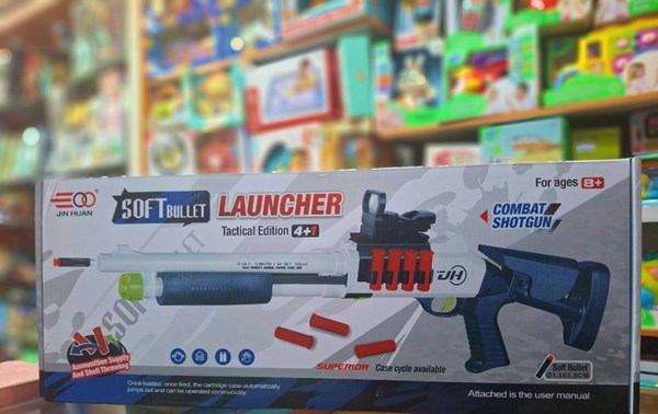 تفنگ اسباب بازی دولول پوکه پران تیر اسفنجی مدل Soft Bullet Toy Gun 2027_اسباب بازی