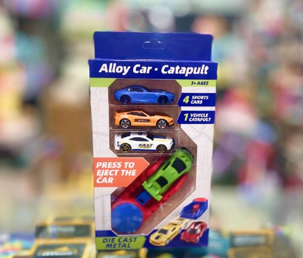 ست ماشین مسابقه‌ ای فلزی با پرتابگر مجموعه 4 عددی مدل 2853_4 Alloy Car Catapult_اسباب بازی