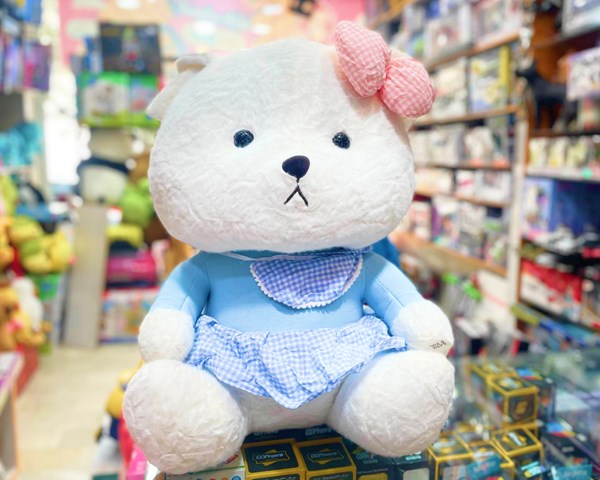 عروسک پولیشی اورجینال خرس پاپیون صورتی 52 سانتی_اسباب بازی