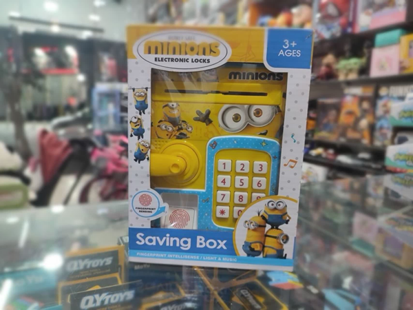 گاوصندوق اثر انگشتی رمز دار باتری خور طرح مینیون مدل 3002