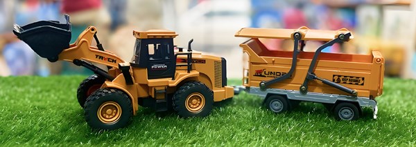 ماشین اسباب بازی تراکتور با بیل و تریلر باری