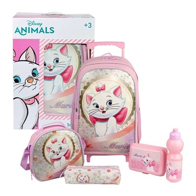 ست 5 در 1 کوله پشتی چرخدار 46 سانتی ماری گربه مدل Simba - Backpack - Disney Animals Marie Elegance Trolley School Set 5 in 1_کیف مدرسه