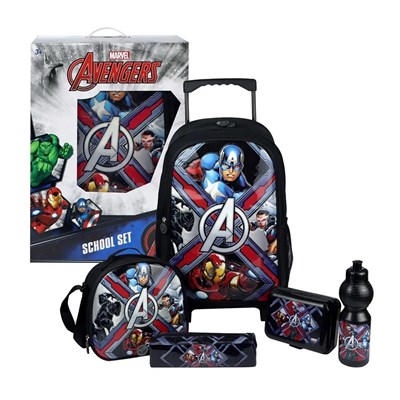 ست 5 در 1 کوله پشتی چرخدار 46 سانتی Avengers مدل Simba - Backpack - Avengers Justice Coming Trolley School Set 5 in 1_کیف مدرسه