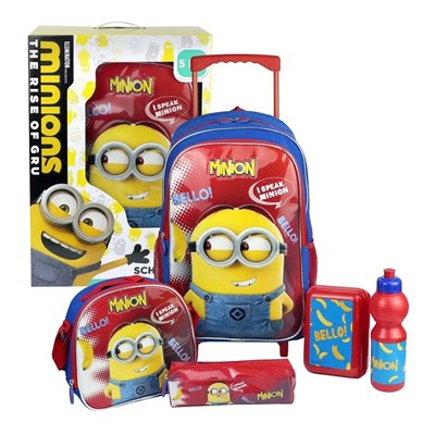 ست 5 در 1 کوله پشتی چرخدار 46 سانتی مینیون ها مدل Simba - Backpack - Minions Trolley School Set 5 in 1_کیف مدرسه