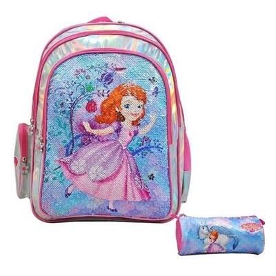 کوله پشتی 46 سانتی‌متر پرنسس سوفیا با طرح پولکی به همراه جامدادی مدل Simba - Backpack - Sofia Royal Crystal Backpack and Pencil Case_کیف مدرسه