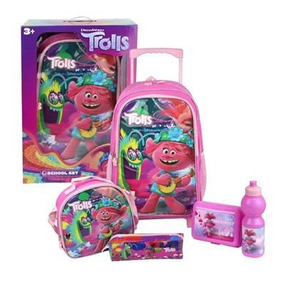 ست 5 در 1 کوله پشتی چرخدار 46 سانتی ترول ها مدل Simba - Backpack - Trolls Trolley School Set 5 in 1_کیف مدرسه