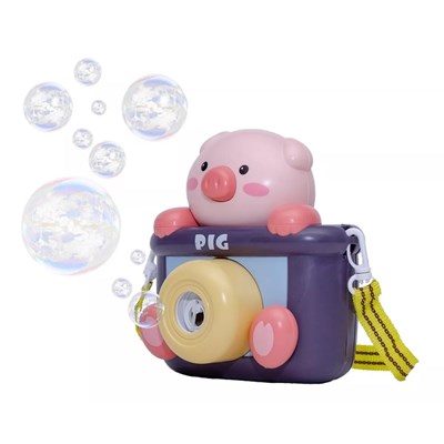 دستگاه حباب ساز دوربینی طرح خوک Camera Plastic Bubble Toy With Light Music_اسباب بازی