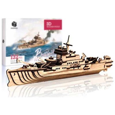 پازل سه بعدی چوبی 132 تکه مدل کشتی جنگی Pershang Wooden Battleship 3D Puzzle_اسباب بازی 