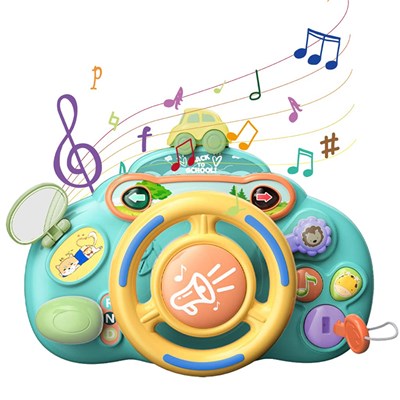 اسباب‌ بازی فرمان ماشین موزیکال رنگ آبی مدل Music Steering Wheel Toy 201_اسباب بازی