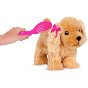 کیف دستی پوچی پاپز Pucci Pups به همراه هاپو پولیشی مدل Pucci Pups Gold and Pink Heart Print Glam Bag with Cocker Spaniel_اسباب بازی