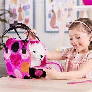 کیف دستی پوچی پاپز Pucci Pups به همراه هاپو پولیشی مدل Pucci Pups Colorful Polka Dot with Bichon Frise_اسباب بازی