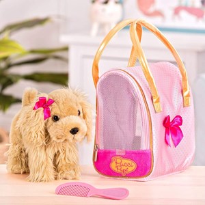 کیف دستی پوچی پاپز Pucci Pups به همراه هاپو پولیشی مدل Pucci Pups Pink and Gold Dotted Bag with Cocker Spaniel_اسباب بازی