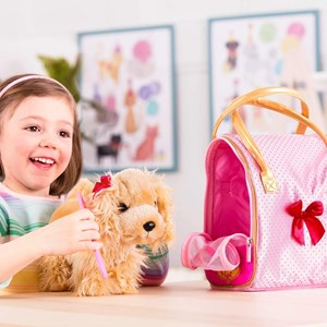 کیف دستی پوچی پاپز Pucci Pups به همراه هاپو پولیشی مدل Pucci Pups Pink and Gold Dotted Bag with Cocker Spaniel_اسباب بازی