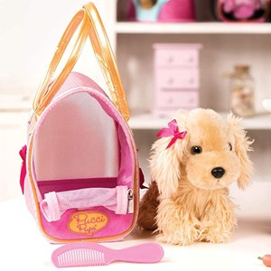کیف دستی پوچی پاپز Pucci Pups به همراه هاپو پولیشی مدل Pucci Pups Pink and Gold Dotted Bag with Cocker Spaniel_اسباب بازی