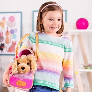 کیف دستی پوچی پاپز Pucci Pups به همراه هاپو پولیشی مدل Pucci Pups Pink and Gold Dotted Bag with Cocker Spaniel_اسباب بازی