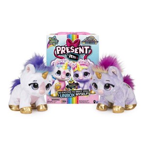 عروسک یونیکورن سورپرایزی رباتیک Present Pets مدل Present Pets - Unicorn Moonbeam or Twinkle Interactive Plush Pet with Bonus Comb, Light-up Horn and Over 100 Sounds and Actions_اسباب بازی