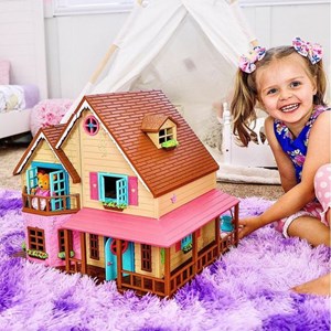 اسباب بازی خانه بزرگ چراغ دار به همراه 20 مبلمان خانواده‌های Lil Woodzeez