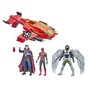 ست 3 تایی فیگورهای اسپایدرمن و جت مرد عنکبوتی مدل Spider-Man Spider Escape Jet, 6-Inch Scale Spider-Man, Doctor Strange, and Marvel's Vulture, 4 Projectiles_اسباب بازی
