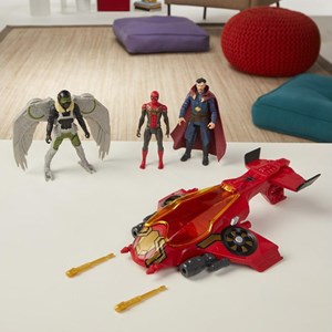ست 3 تایی فیگورهای اسپایدرمن و جت مرد عنکبوتی مدل Spider-Man Spider Escape Jet, 6-Inch Scale Spider-Man, Doctor Strange, and Marvel's Vulture, 4 Projectiles_اسباب بازی