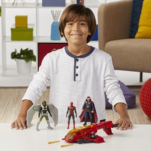 ست 3 تایی فیگورهای اسپایدرمن و جت مرد عنکبوتی مدل Spider-Man Spider Escape Jet, 6-Inch Scale Spider-Man, Doctor Strange, and Marvel's Vulture, 4 Projectiles_اسباب بازی