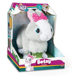 عروسک رباتیک بتسی خرگوش باهوش با پاپیون صورتی مدل IMC Toys Club Petz 95861 Betsy - Grey_اسباب بازی