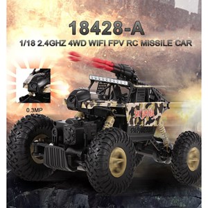  ماشین کنترلی آفرود فلزی دوربین دار مقیاس 1:18 مدل 18428-a Four Wheel Drive Car WiFi Map Rocket Launcher Cross Country Camera Remote Control Kids Toy Race Car_اسباب بازی