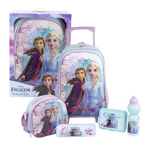 ست 5 در 1 کوله پشتی چرخدار 46 سانتی فروزن مدل Simba - Backpack - Disney Frozen Dazzling with Charm Trolley School Set 5 in 1_کیف مدرسه