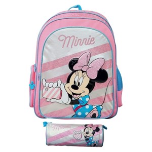 کوله پشتی 46 سانتی‌متر مینی ماوس به همراه جامدادی مدل Simba - Backpack - Disney Minnie Spring Palms Pink Backpack and Pencil Case_کیف مدرسه