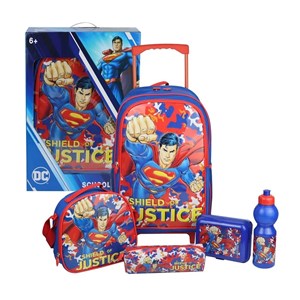 ست 5 در 1 کوله پشتی چرخدار 46 سانتی سوپرمن مدل Simba - Backpack - Superman Attack Trolley School Set 5 in 1_کیف مدرسه