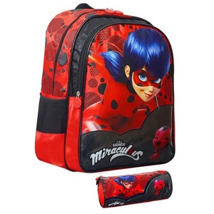 کوله پشتی 40 سانتی دختر کفشدوزکی به همراه جامدادی مدل Simba - Backpack - Miraculous Lady Bug Backpack and Pencil Case_کیف مدرسه