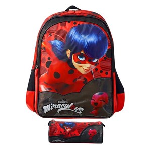 کوله پشتی 40 سانتی‌ دختر کفشدوزکی به همراه جامدادی مدل Simba - Backpack - Miraculous Lady Bug Backpack and Pencil Case_کیف مدرسه