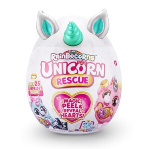 عروسک سورپرایزی رینبوکورنز RainBocoRns سری Unicorn Rescue با شاخ آبی مدل Zuru - Rainbocorns - Unicorn Rescue Magic Peel and Reveal Hearts Blue_اسباب بازی