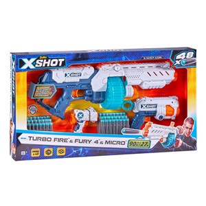 پک 3 تایی تفنگ‌های ایکس شات X-Shot مدل Zuru X-shot Turbo Fire and Fury 4 and Micro Combo Pack_اسباب بازی